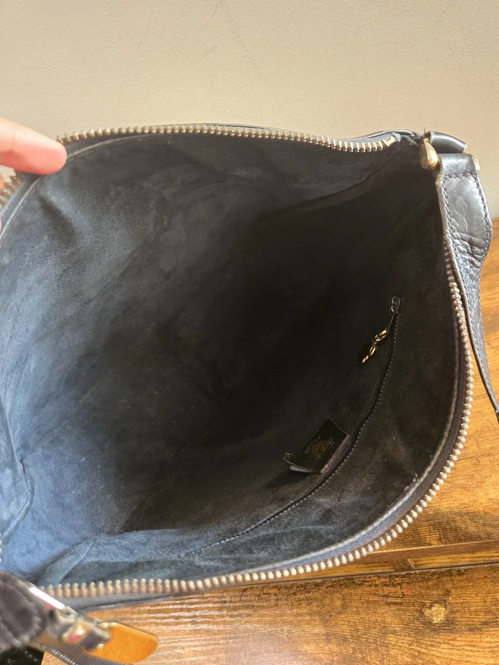 Gucci Vintage Black and Monogram Canvas Shoulder Bag